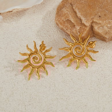 1 paio di orecchini a bottone da donna in acciaio inossidabile color oro, con motivo geometrico, semplici e quotidiani h5 Immagine5