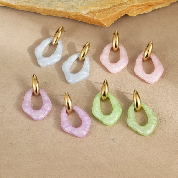 1 Pair Simple Series Sweet Geometric Stainless Steel Women's Drop Earrings 2