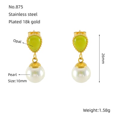 Eleganti orecchini pendenti in acciaio inossidabile color oro h5 Immagine2