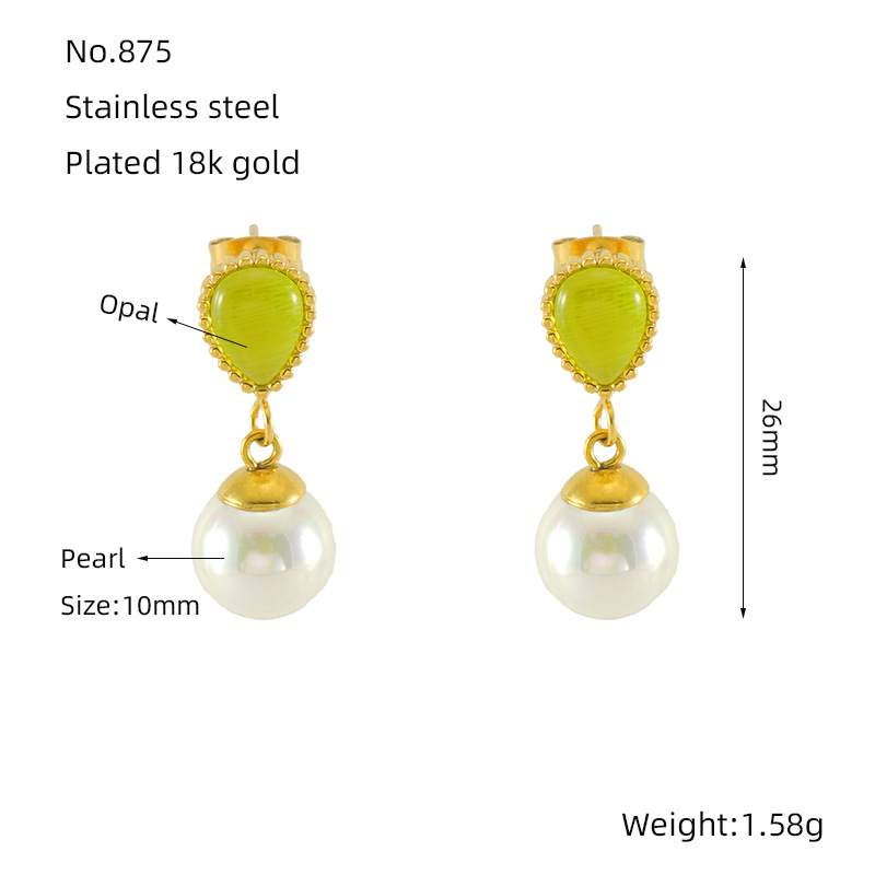 Eleganti orecchini pendenti in acciaio inossidabile color oro Immagine2