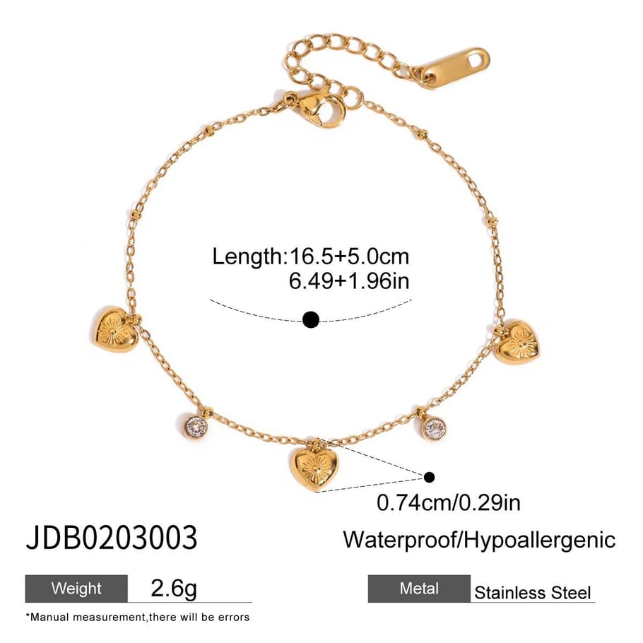 Herz Edelstahl Gold Farbe Charm Armbänder 