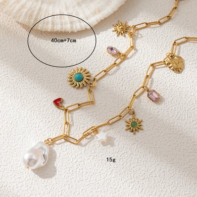 Luxury Heart Shaped Pendant Resort Series Stainless Steel Women's Necklaces h5 Picture7