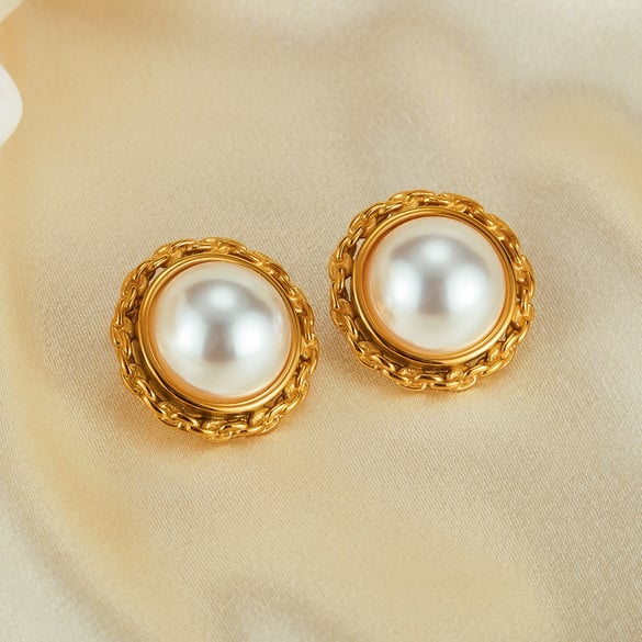 1 Pair Simple Series Daily Geometric Stainless Steel   Gold Color  Women's Stud Earrings
