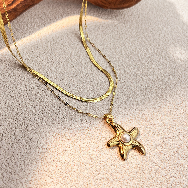 Oceanic Stainless Steel Gold Color Pendant Necklaces 