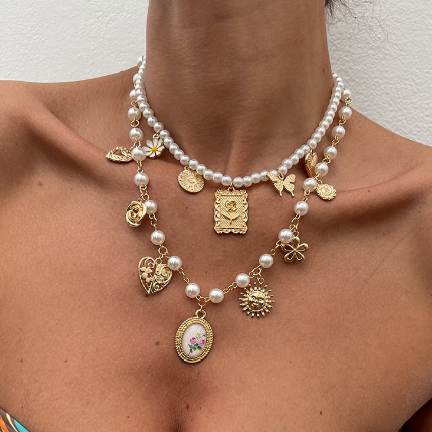 Retro Heart Alloy Layered Necklaces Picture3