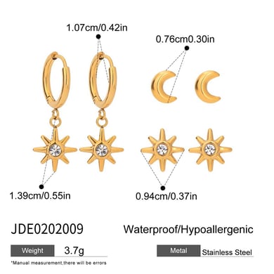 Ins Style Stainless Steel Gold Color Earring Sets h5 Picture2