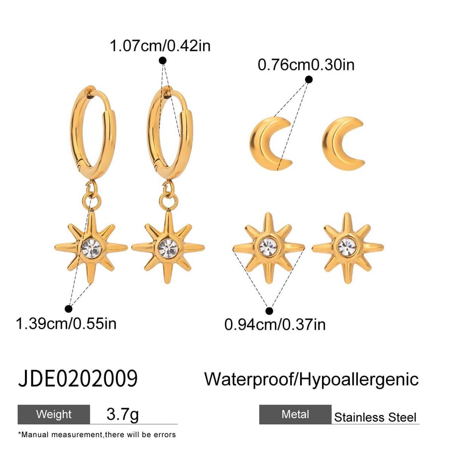 Ins Style Stainless Steel Gold Color Earring Sets Picture2