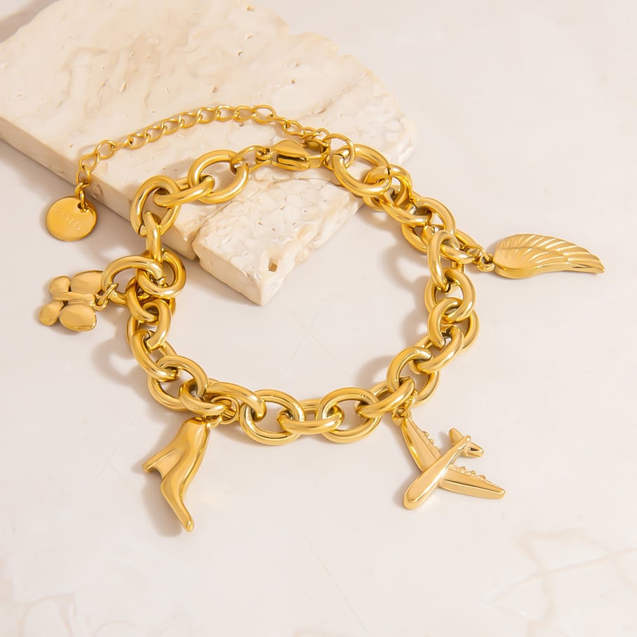 Exquisite Cross Stainless Steel Gold Color Women's Charm Bracelets Picture4