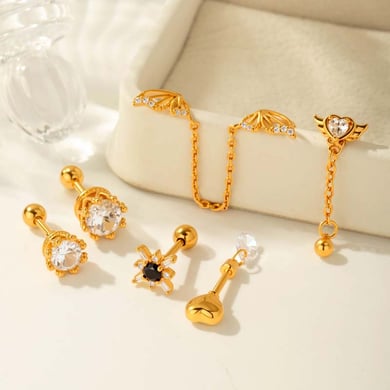 1 Paar Simple Series Simple Heart Kupfer Gold Farbe Zirkon Damen Piercings Ohrringe h5 Bild6
