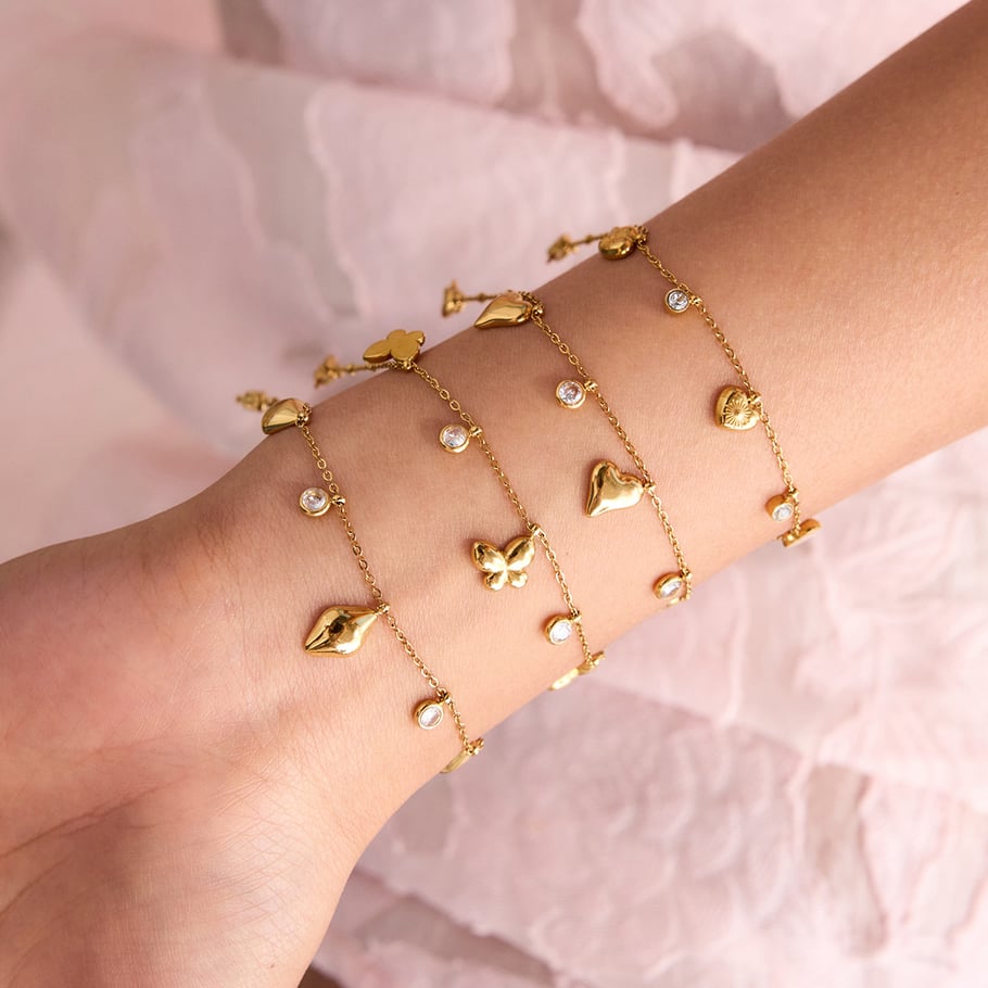 Herz Edelstahl Gold Farbe Charm Armbänder Bild2