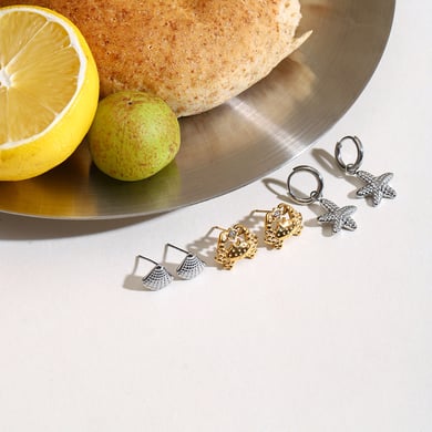 Ins Style Oceanic Edelstahl Gold Farbe Ohrring Sets h5 Bild3