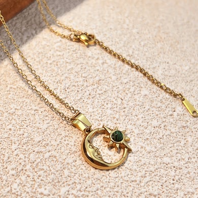 Moon Stainless Steel Gold Color Pendant Necklaces h5 Picture2
