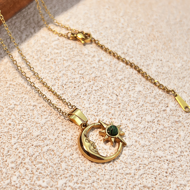Moon Stainless Steel Gold Color Pendant Necklaces Picture2