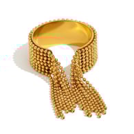 Anello aperto con nappa di perline rotonde - Oro Immagine5