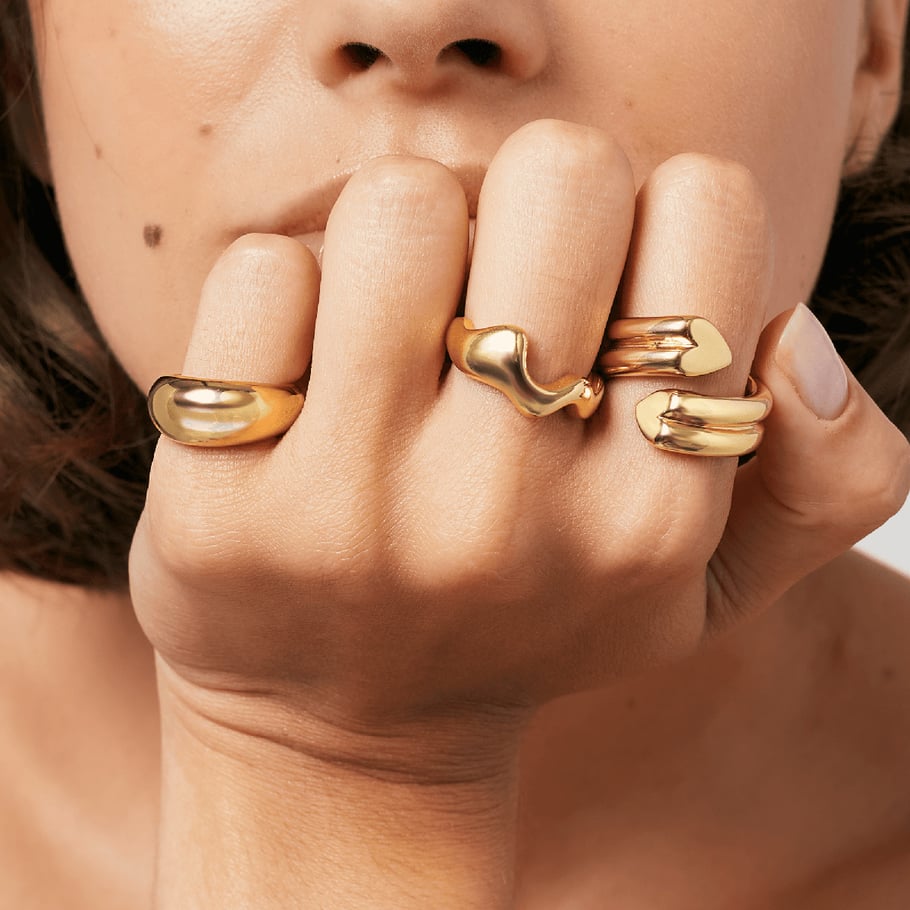Simple Heart Stainless Steel Gold Color Minimalist Rings Picture3