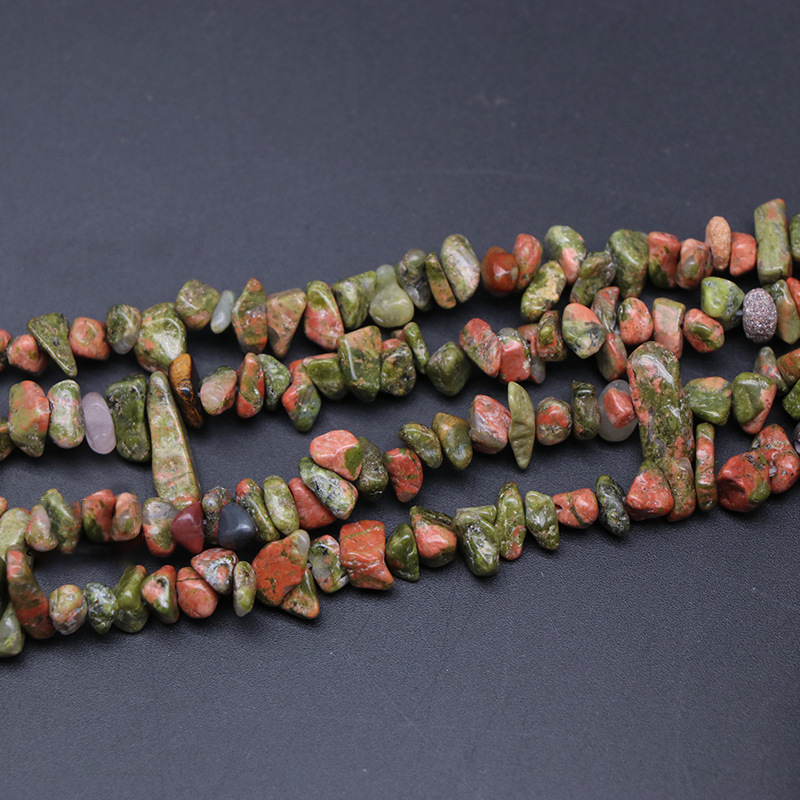 1 Strang Schmuckperlen aus Kristallkies und Naturstein in legerer Form (Perlengröße: 3–5 mm/5–8 mm) 