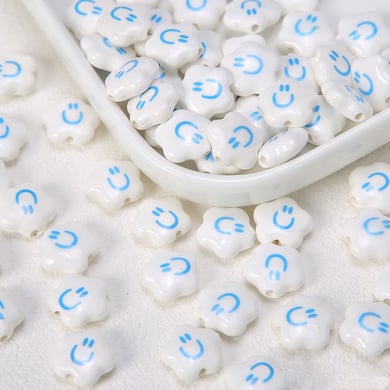 1 pièce de perle en céramique à faire soi-même avec visage souriant h5 