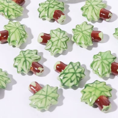1 pieza de cuentas de cerámica de la serie verde para joyería DIY h5 Imagen5