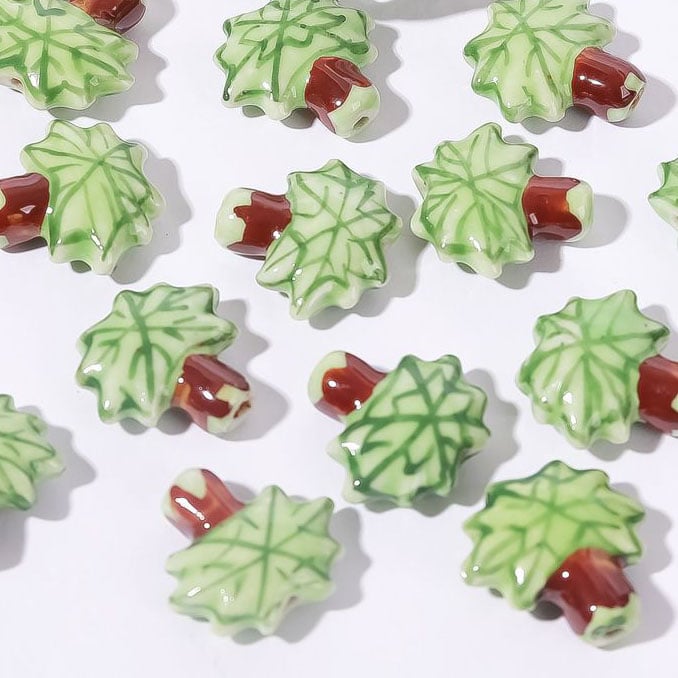 1 pieza de cuentas de cerámica de la serie verde para joyería DIY Imagen5