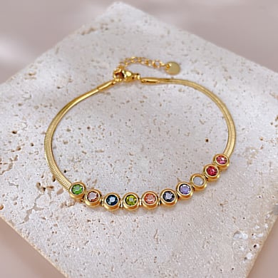 1 Stück Simple Series Tägliche geometrische Edelstahl Goldfarbene Damen-Kettenarmbänder h5 Bild3