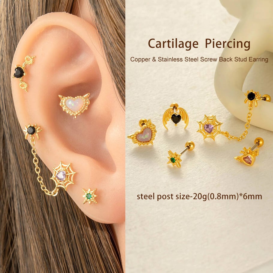 1 Piece Delicate Spider Titanium Steel Zircon Women's Stud Earrings h5Picture6