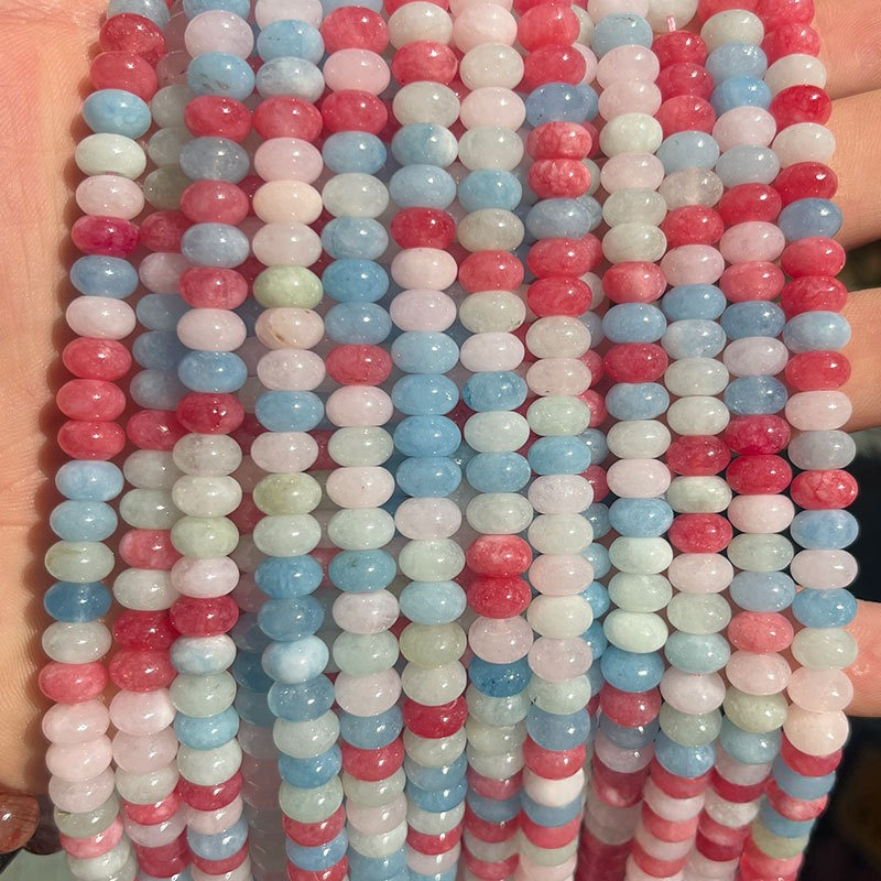 1 Strang bunte Schmuckperlen aus Naturstein (Perlengröße: 5 mm x 8 mm) Bild2