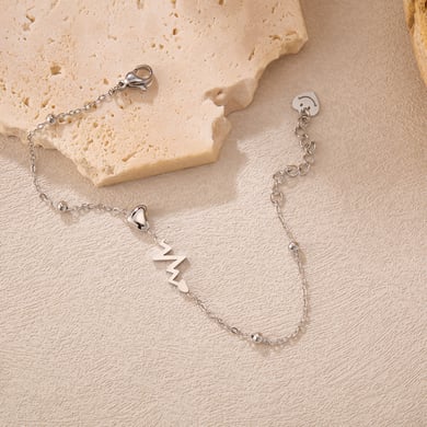 Braccialetti a catena da donna in acciaio inossidabile con cuore semplice, serie semplice, 1 pezzo h5 Immagine4