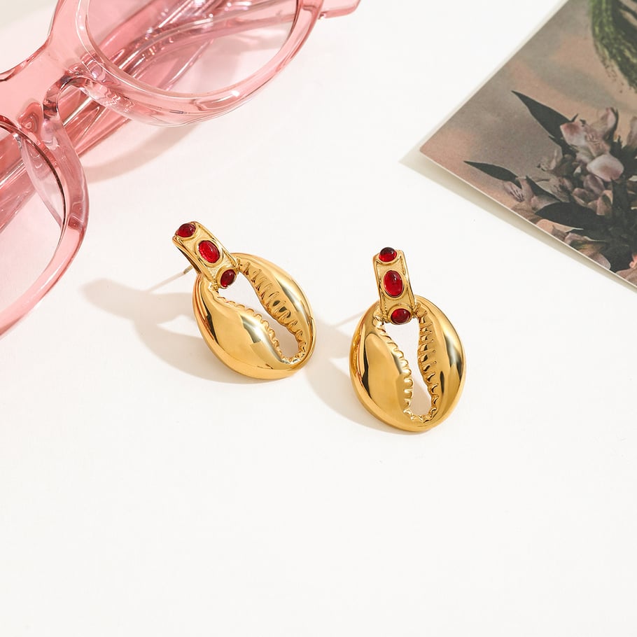 Ohrstecker aus Edelstahl mit Muscheln in Goldfarbe Bild5