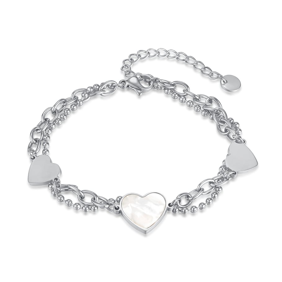 Sweet Heart Stainless Steel Gold Color Charm Bracelets 