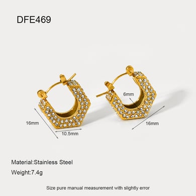 1 Paar Luxuriöse Serie Elegante geometrische Edelstahl Gold Farbe Zirkon Damen Ohrring Sets h5 