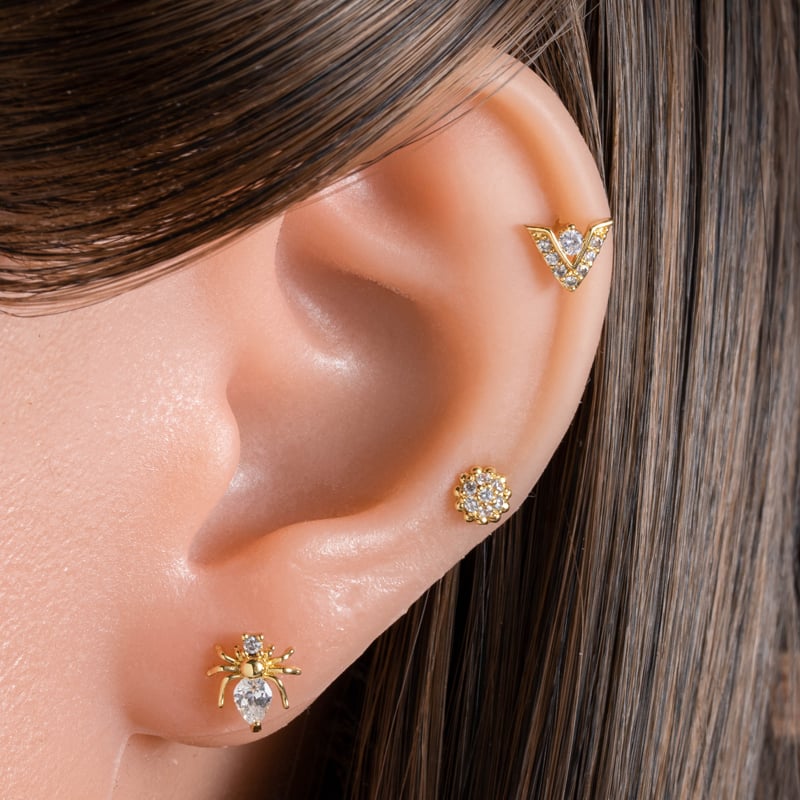 1 Pair Simple Series Daily Bow Knot Copper   Gold Color  Zircon Women's Piercings Earrings Picture4