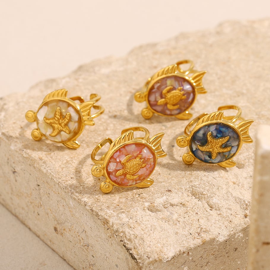 Anillos ajustables de acero inoxidable con diseño de tortuga elegante y lujoso para mujer Imagen7
