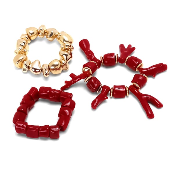 Coral Resin Statement Bracelets