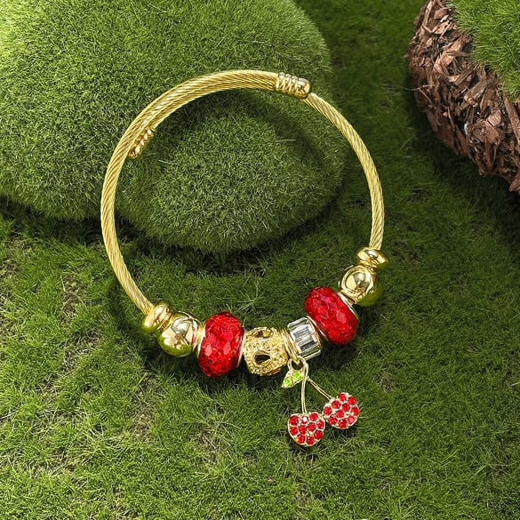 Süße Kirsche Gold Farbe Manschette Armbänder 2