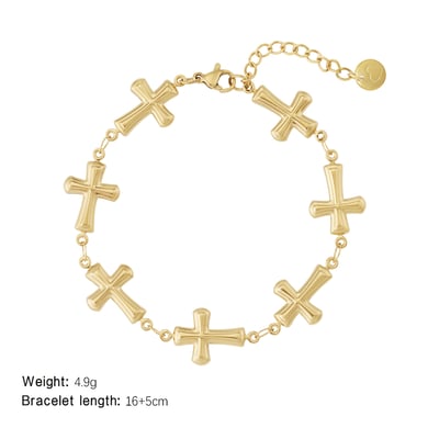 Modern Cross Stainless Steel Gold Color Women's Charm Bracelets h5 Picture2