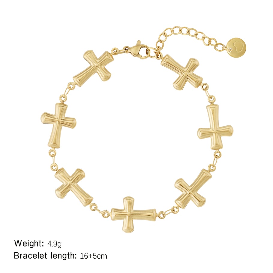 Modern Cross Stainless Steel Gold Color Women's Charm Bracelets Picture2