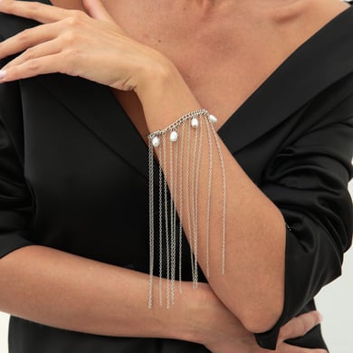 Punk Tassel Artificial Pearl Iron Beaded Bracelets h5 Picture5