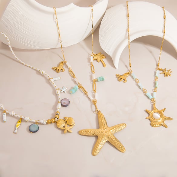 1 Piece Handmade Beaded Starfish Stainless Steel Women's Necklace