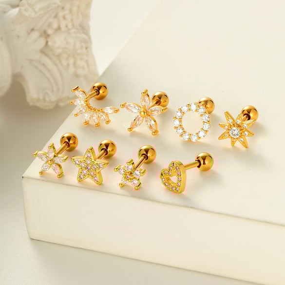 Herz Kupfer Gold Farbe Piercings Ohrringe 2
