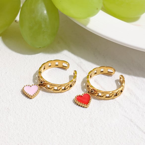 Retro Hart Roestvrijstalen Goudkleurige Statement Ringen