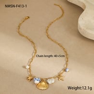 NMSN-F413-1 Beyaz Kabuk Kolye Resim5