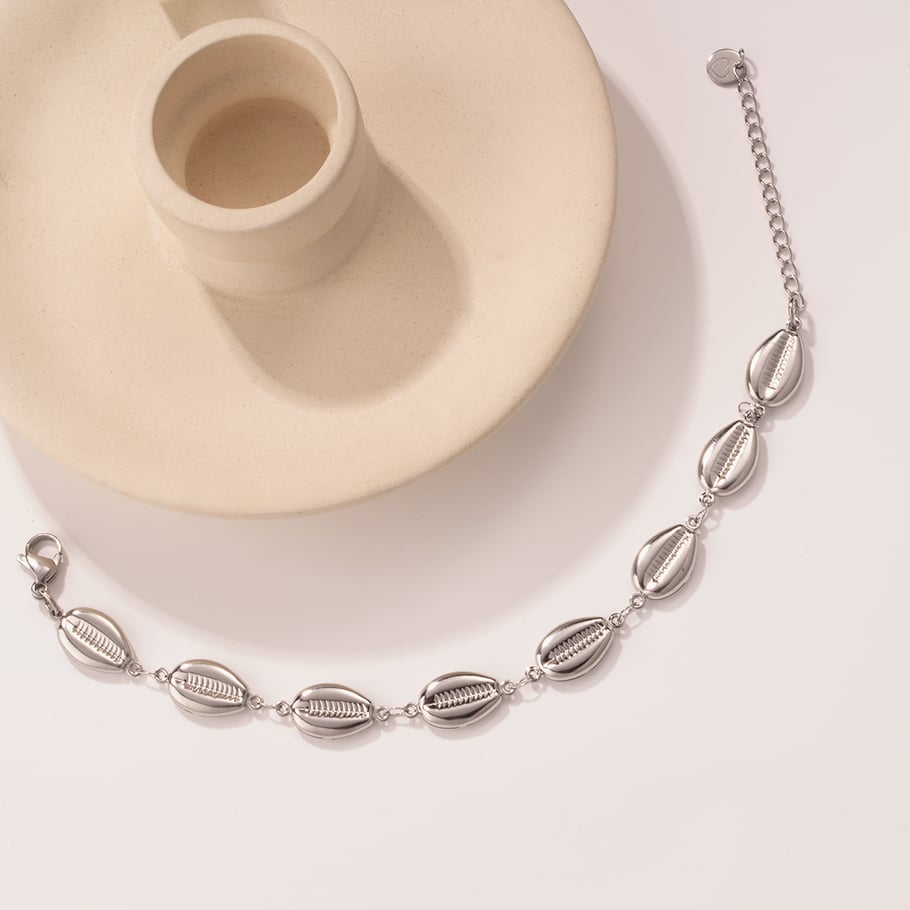 Braccialetti con ciondoli da donna in acciaio inossidabile color oro con conchiglia per le vacanze Immagine5