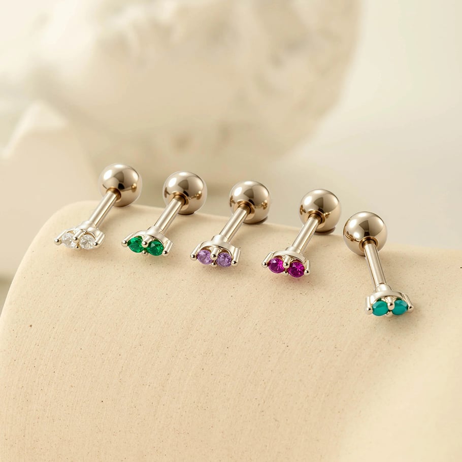 Kupfer Gold Farbe Zirkon Piercings Ohrringe Bild4