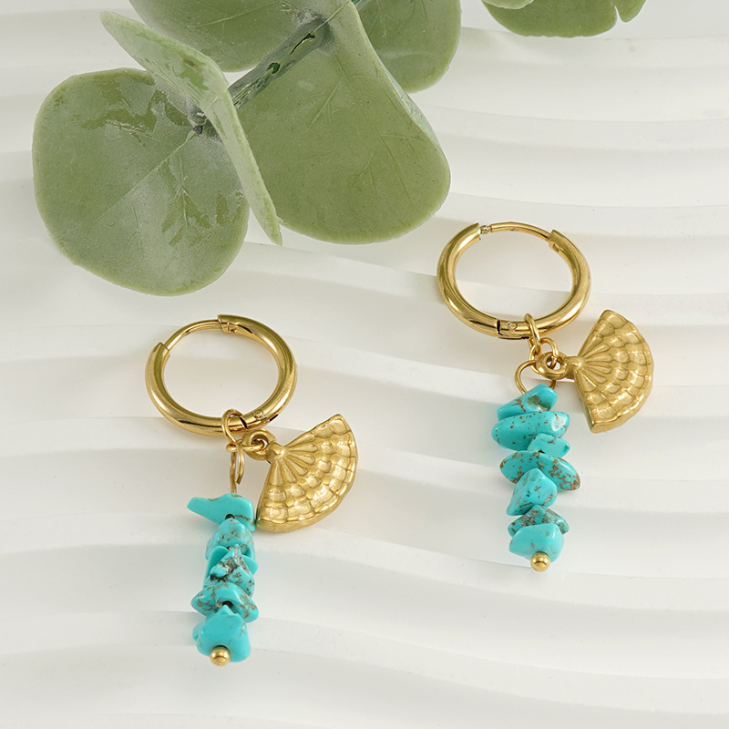 Orecchini pendenti classici in acciaio inossidabile color oro Immagine4