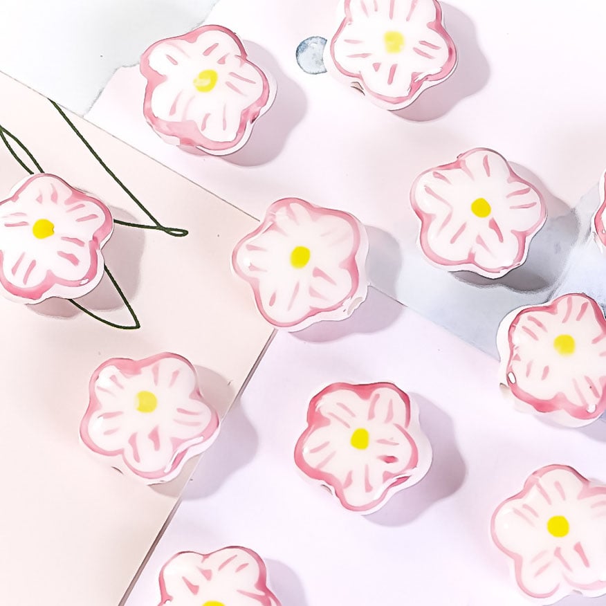 1 pièce de perle en céramique rose pour bijoux à faire soi-même Image5