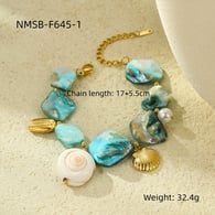 NMSB-F645-1 Pulsera de concha azul Imagen13