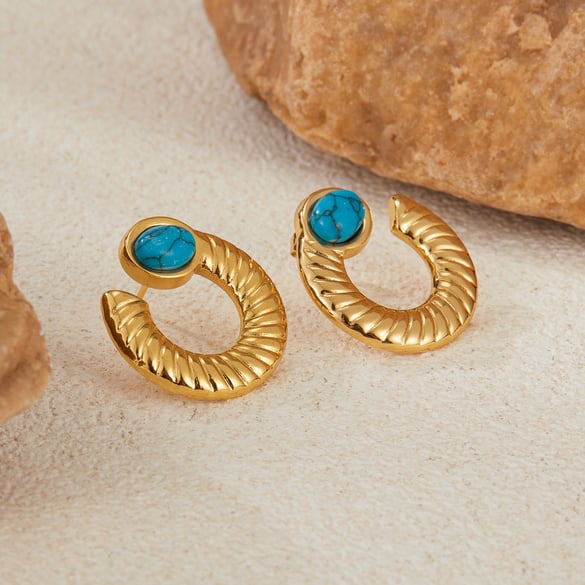 1 par de pendientes geométricos diarios de acero inoxidable en color dorado para mujer