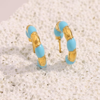 Pendientes elegantes de mujer con bloqueo de color retro h5 Imagen4