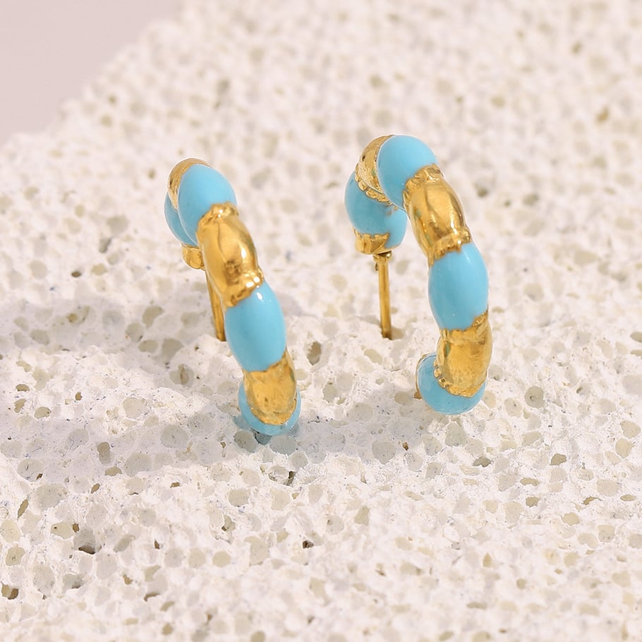 Pendientes elegantes de mujer con bloqueo de color retro Imagen4
