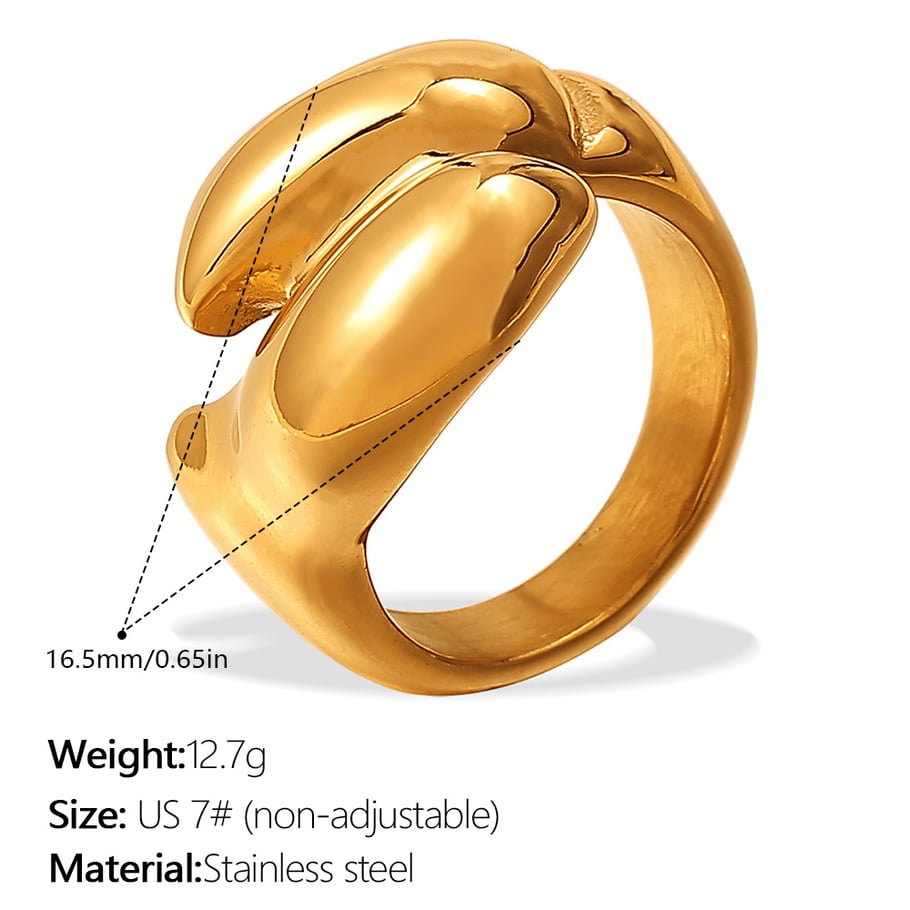 Anello semplice in acciaio inossidabile color oro con torsione 